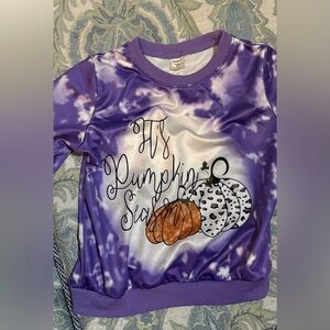 Fall Pumpkin Purple Tie-Dye Kids Shirt size 5yr.